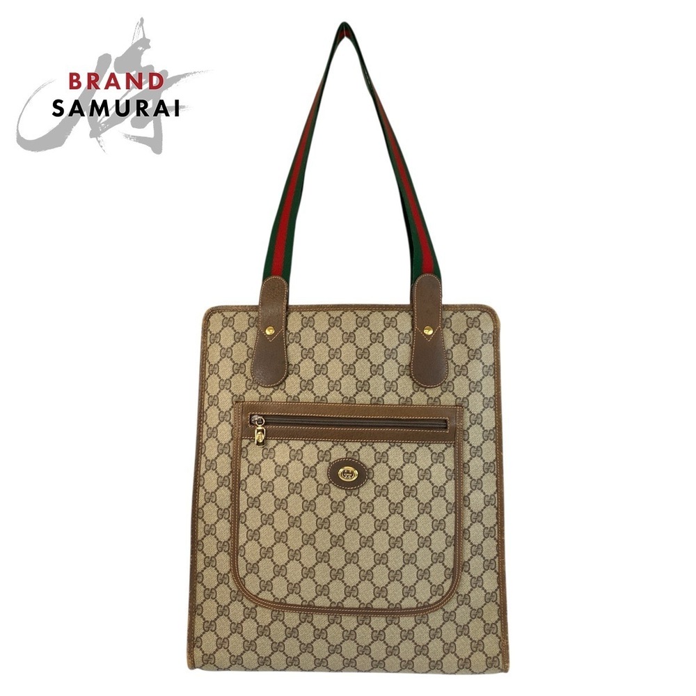 GUCCI Sherry Tote Bag Shoulder Beige Brown